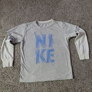 Nike Heather Gray Shirt with Blue Graphic